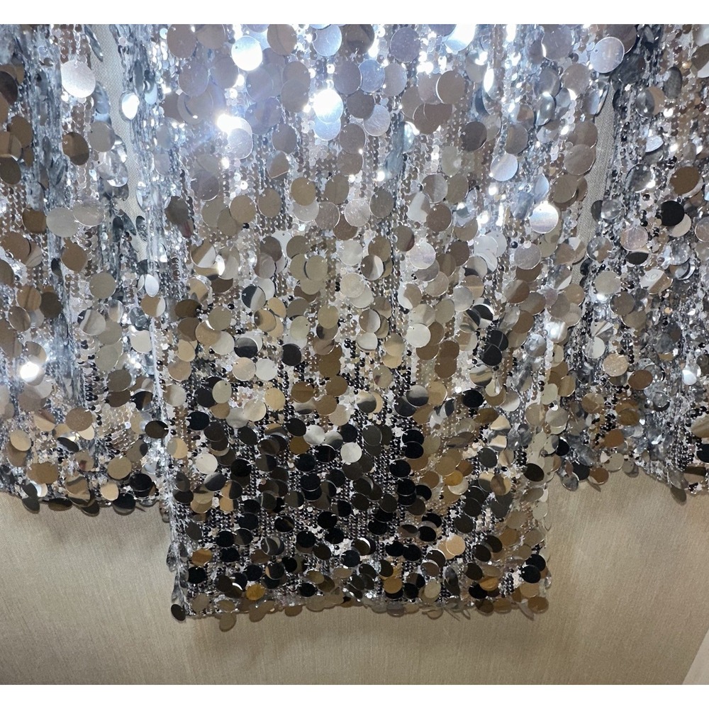 New 12th Tribe Pippa Silver Payette Long Sleeve Mini Dress S - Picture 4 of 12